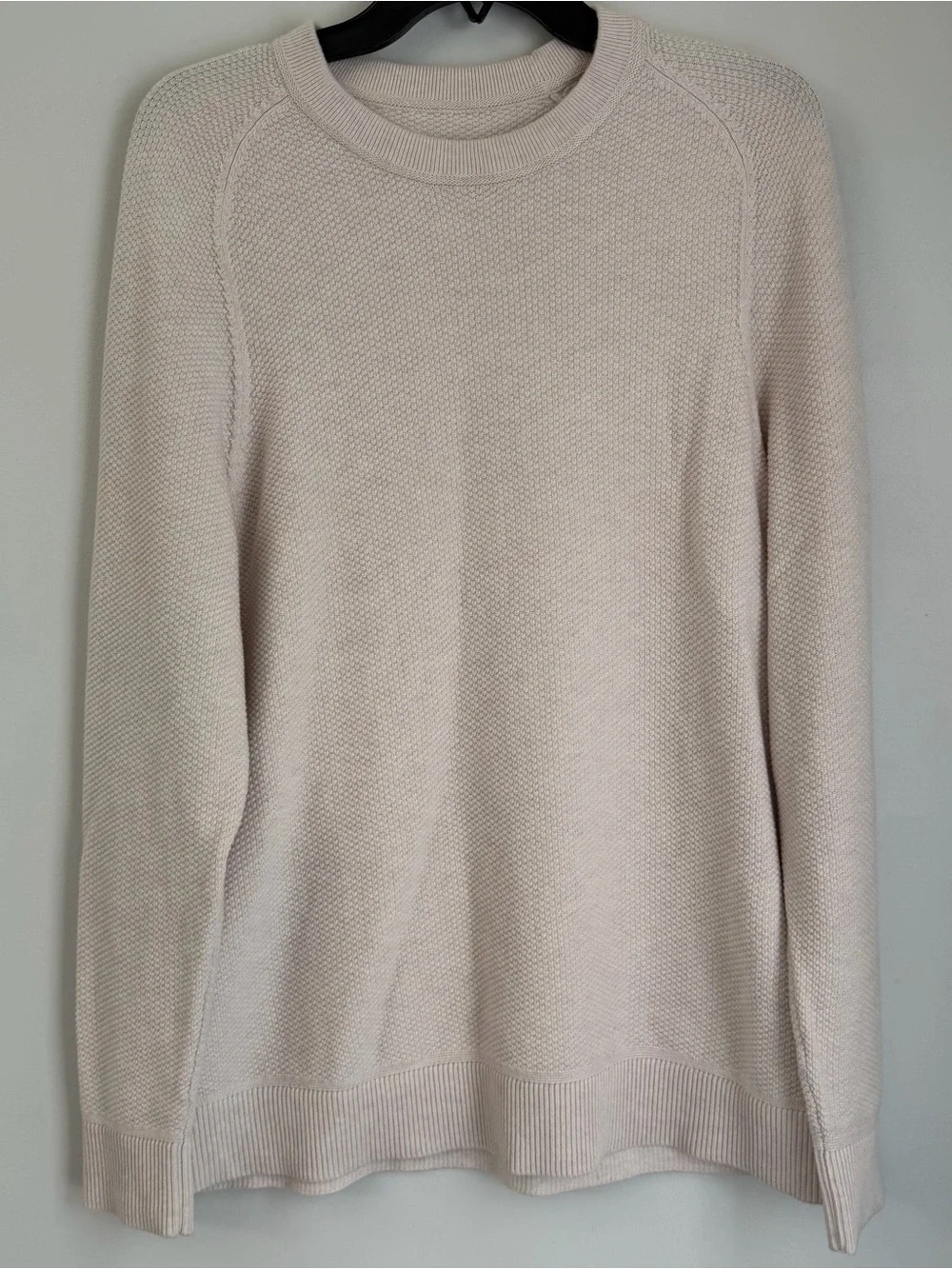 LULULEMON Textured Knit CLASSIC FIT Crew Neck Sweater Men LARGE L Natural